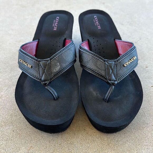 COACH Jolene Signature Wedge Flip Flop Women’s Sz 8.5 - Picture 2 of 15